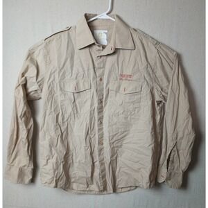 Fausti Fine Shotguns Button Up Shirt Long Sleeve Roll‎ Tab Sleeve Tan Sz Large I